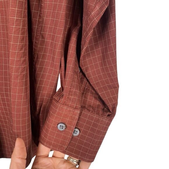 Banana Republic Shirt Mens Size Large Burgundy Plaid‎ Button Up Relaxed Fit 0003 - Picture 6 of 8
